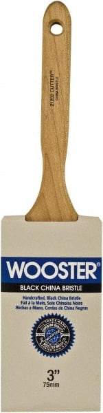 Wooster Brush - 3" Flat Hog Sash Brush - 3-7/16" Bristle Length, 6-1/8" Maple Fluted Handle - Eagle Tool & Supply