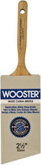 Wooster Brush - 2-1/2" Angled Hog Varnish Brush - 2-15/16" Bristle Length, 6-1/2" Maple Dowel Handle - Eagle Tool & Supply