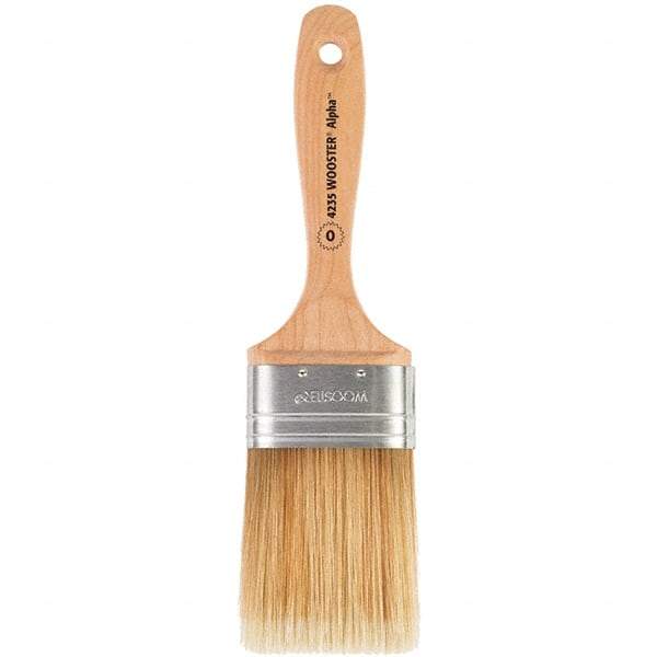 Wooster Brush - 2-1/2" Oval Synthetic Varnish Brush - 3-3/16" Bristle Length, 6-1/4" Maple Beavertail Handle - Eagle Tool & Supply