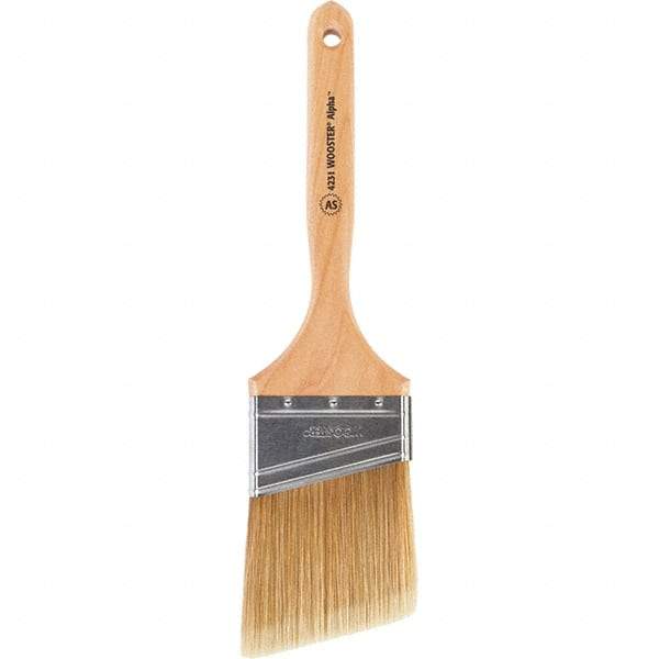 Wooster Brush - 3" Angled Synthetic Sash Brush - 3-3/16" Bristle Length, 7-7/8" Maple Fluted Handle - Eagle Tool & Supply