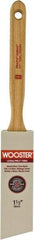 Wooster Brush - 1-1/2" Angled Nylon/Polyester Sash Brush - 2-7/16" Bristle Length, 7.88" Maple Fluted Handle - Eagle Tool & Supply