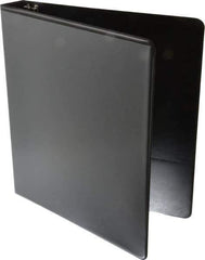 UNIVERSAL - 1" Sheet Capacity, 8-1/2 x 11", Deluxe Round Ring View Binder - Suede Grain Vinyl, Black - Eagle Tool & Supply