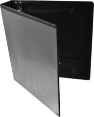 UNIVERSAL - 1-1/2" Sheet Capacity, 8-1/2 x 11", Deluxe Round Ring View Binder - Suede Grain Vinyl, Black - Eagle Tool & Supply