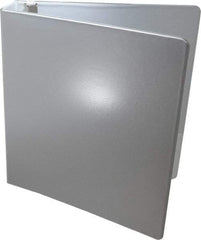 UNIVERSAL - 1-1/2" Sheet Capacity, 8-1/2 x 11", Deluxe Round Ring View Binder - Suede Grain Vinyl, White - Eagle Tool & Supply