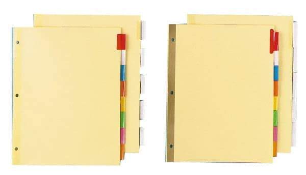 UNIVERSAL - 8-1/2 x 11" 8 Tabs, Double Side Gold Mylar Reinforced, Insertable Extended Tab Indexes - Clear Tabs, Buff Folder - Eagle Tool & Supply
