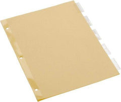 UNIVERSAL - 8-1/2 x 11" 5 Tabs, Single Sided Clear Mylar Reinforced Binding Edge, Insertable Tab Economy Indexes - Clear Tabs, Buff Folder - Eagle Tool & Supply
