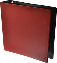 UNIVERSAL - 2" Sheet Capacity, 8-1/2 x 11", Round Ring Binder Without Label Holder - Suede Finish Vinyl Cover, Red - Eagle Tool & Supply