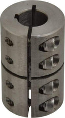 Climax Metal Products - 1/2" Inside x 1-1/8" Outside Diam, One Piece Split Clamping Collar with Keyway - 1-3/4" Long x 1/8" Keyway Width x 1/16" Keyway Depth - Eagle Tool & Supply
