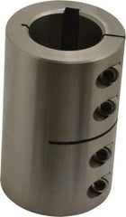 Climax Metal Products - 1-1/4" Inside x 2-1/16" Outside Diam, One Piece Split Clamping Collar with Keyway - 3-1/4" Long x 1/4" Keyway Width x 1/8" Keyway Depth - Eagle Tool & Supply