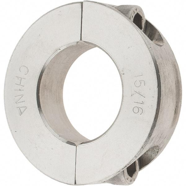 Value Collection - 15/16" Bore, Stainless Steel, Two Piece Two Piece Split Shaft Collar - 1-3/4" Outside Diam, 1/2" Wide - Eagle Tool & Supply
