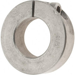 Value Collection - 15/16" Bore, Stainless Steel, One Piece One Piece Split Shaft Collar - 1-3/4" Outside Diam, 1/2" Wide - Eagle Tool & Supply