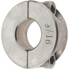 Value Collection - 9/16" Bore, Stainless Steel, Two Piece Shaft Collar - 1-5/16" Outside Diam, 7/16" Wide - Eagle Tool & Supply