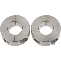 Value Collection - 3/4" Bore, Stainless Steel, Two Piece Shaft Collar - 1-1/2" Outside Diam, 1/2" Wide - Eagle Tool & Supply