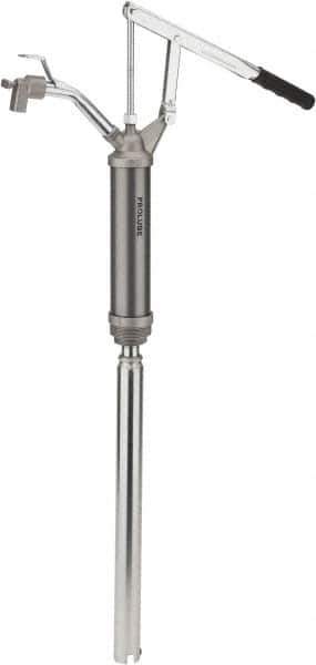 PRO-LUBE - 1/2" Outlet, Aluminum & Steel Hand Operated Transfer Pump - 10 oz per Stroke, For 15 to 55 Gal Drums, For Antifreeze, Heating Oils, Heavy & Light Oils, Motor Oil & Transmission Fluid - Eagle Tool & Supply