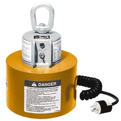Walker - 1,200 Lb Load Capacity, Electric Powered Lift Magnet - 11-1/4" High, 6-3/4" Head/Holder Diam, For Use with Flats - Eagle Tool & Supply