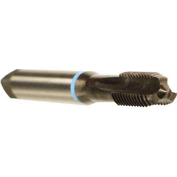 Emuge - M3x0.35 Metric Fine 6HX 3 Flute Nitride Finish Cobalt Straight Flute Machine Tap - Modified Bottoming, Right Hand Thread, 56mm OAL, 8mm Thread Length, Oversize - Exact Industrial Supply