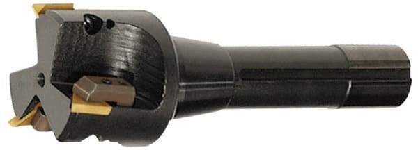 APT - 3-1/2" Cut Diam, 0.65" Max Depth of Cut, 5-7/8" OAL, Indexable Square Shoulder End Mill - TPC 32..., TPG 32., TPU 32. Inserts, R8 90° Lead Angle, Series Tri-Dex - Eagle Tool & Supply