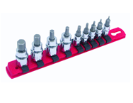 9 Piece - Hex Metric Socket Set  1/4" Square Drive 1.5-4.0 3/8" Square Drive 5.0-10.0mm On Rail - 1/4" Replaceable Hex Bits. - Eagle Tool & Supply