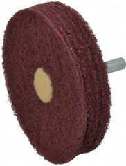Merit Abrasives - 3" Diam, Medium Mounted Scrubber Buffing Wheel - 3 Ply, Very Fine Grade, 1/4" Shank Diam, 8,000 RPM - Eagle Tool & Supply