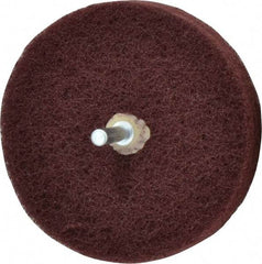 Merit Abrasives - 4" Diam, Medium Mounted Scrubber Buffing Wheel - 3 Ply, Very Fine Grade, 1/4" Shank Diam, 6,000 RPM - Eagle Tool & Supply