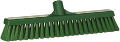 Vikan - 16" Fine Particle Synthetic Push Broom - 2" Bristle Length, Plastic Block, European Threaded Handle Connection - Eagle Tool & Supply