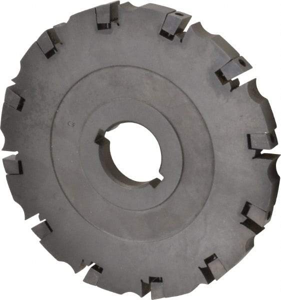 APT - Arbor Hole Connection, 0.485" Cutting Width, 2-1/16" Depth of Cut, 6" Cutter Diam, 1-1/4" Hole Diam, 12 Tooth Indexable Slotting Cutter - SM61 Toolholder, CTA 4 Insert, Neutral Cutting Direction - Eagle Tool & Supply