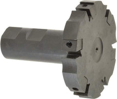 APT - Shank Connection, 0.485" Cutting Width, 15/16" Depth of Cut, 3" Cutter Diam, 6 Tooth Indexable Slotting Cutter - 1" Shank Diam, SM36 Toolholder, CTA 4 Insert, Right Hand Cutting Direction - Eagle Tool & Supply