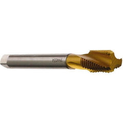 Emuge - M18x2.50 Metric 3 Flute 6H Modified Bottoming Spiral Flute Tap - Cobalt, TiN Finish, 125mm OAL, Right Hand Flute, Right Hand Thread, Series Rekord D - Eagle Tool & Supply