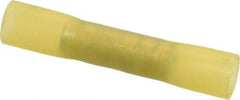3M - 12 to 10 AWG Compatible, Heat Shrink & Nylon Fully Insulated, Crimp-On Butt Splice Terminal - 2 Wire Entries, 1-1/2" OAL, Yellow - Eagle Tool & Supply