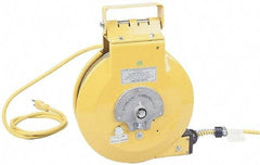 Conductix - 16 AWG, 25' Cable Length, Cord & Cable Reel with Fluorescent Hand Lamp End - 0 Outlets, 10 Amps, SOOW-A Cable, Yellow Reel, Spring Driven Reel - Eagle Tool & Supply