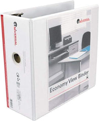UNIVERSAL - 5" Sheet Capacity, 11 x 8-1/2", View Ring Binder - Vinyl, White - Eagle Tool & Supply