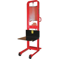 Wesco Industrial Products - 1,000 Lb Capacity, 68" Lift Height, Winch Steel Stacker Manually Operated Lift - Eagle Tool & Supply