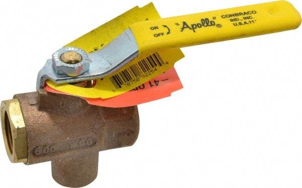Apollo - 1/2" Pipe, Full Port, Bronze Standard Ball Valve - 2 Piece, Inline - One Way Flow, FNPT x FNPT Ends, Lever Handle, 125 WOG - Eagle Tool & Supply