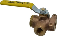 Apollo - 3/8" Pipe, Standard Port, Bronze Standard Ball Valve - Three Way, FNPT x FNPT x FNPT Ends, Lever Handle, 400 WOG - Eagle Tool & Supply