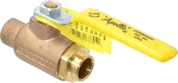 Apollo - 1/2" Pipe, Standard Port, Bronze Standard Ball Valve - Three Way, Soldered x Soldered Ends, Lever Handle, 400 WOG - Eagle Tool & Supply