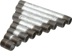 Made in USA - 66 Piece, 1/2" Pipe, Galvanized Pipe Nipple Set - Schedule 40, (6) Close, (6) 1-1/2, (6) 2, (6) 2-1/2, (6) 3, (6) 3-1/2, (6) 4, (6) 4-1/2, (6) 5, (6) 5-1/2, (6) 6 - Eagle Tool & Supply