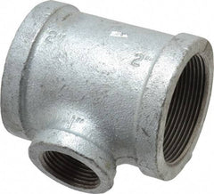 Made in USA - Class 150, 2 x 2 x 1" Galvanized Pipe Reducing Tee - Threaded, Malleable Iron - Eagle Tool & Supply