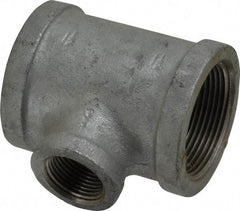 Made in USA - Class 150, 1-1/2 x 1-1/2 x 3/4" Galvanized Pipe Reducing Tee - Threaded, Malleable Iron - Eagle Tool & Supply