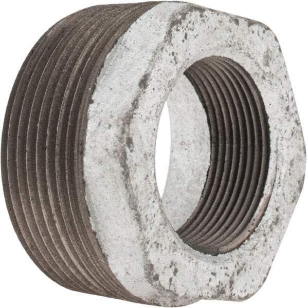 Made in USA - Class 150, 2-1/2 x 1-1/2" Galvanized Pipe Hex Bushing - Threaded, Malleable Iron - Eagle Tool & Supply
