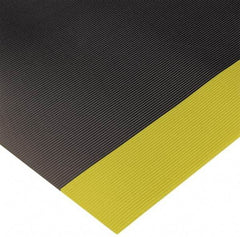 Wearwell - 75 Ft. Long x 3 Ft. Wide x 1/4 Inch Thick, Vinyl, Ribbed Surface Switchboard Matting - 30,000 V Max Dielectric Strength, 17,000 V Max Recommended Use, Black with Yellow Borders - Eagle Tool & Supply