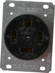 Leviton - 125/250 VAC, 60 Amp, 14-60R NEMA Configuration, Black, Industrial Grade, Self Grounding Single Receptacle - 1 Phase, 3 Poles, 4 Wire, Flush Mount, Tamper Resistant - Eagle Tool & Supply