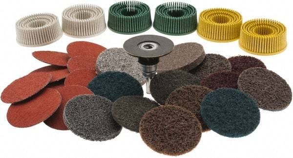 3M - 29 Piece, 2" Diam, Bristle Disc Power Brush Set - Ceramic Aluminum Oxide Abrasive - Eagle Tool & Supply