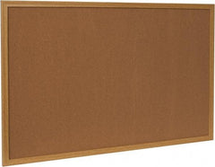 UNIVERSAL - 36" Wide x 24" High Open Cork Bulletin Board - Wood Frame, Natural Tan - Eagle Tool & Supply