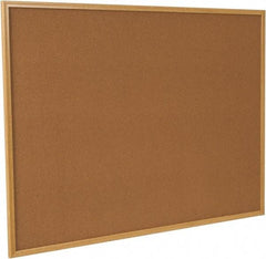 UNIVERSAL - 48" Wide x 36" High Open Cork Bulletin Board - Wood Frame, Natural Tan - Eagle Tool & Supply
