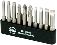 10 Piece - Slotted 3.0; 4.5; 5.5; 6.5mm; Phillips 1; 2; 3 and Square 1; 2; 3 - Power Bit Belt Pack With Holder - Eagle Tool & Supply