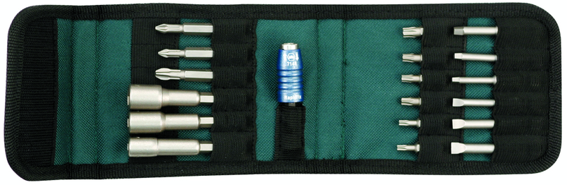 19 Piece - Slotted: 4.5-6.5mm Phillips: #1-3; Square #1-3; Torx® Insert: T10-T30. Nut Setters-Power 1/4"; 5/16"; 3/8" Magnetic - Quick Change Insert/Power Bit Belt Pack Set - Eagle Tool & Supply