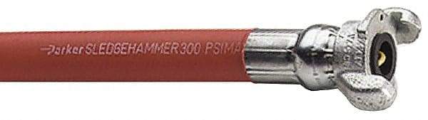 Parker - 3/4" ID x 1-5/32" OD 50' Long Sledgehammer Hose - Universal Style Coupling Ends, 300 Working psi, -40 to 212°F, Red - Eagle Tool & Supply