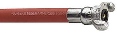 Parker - 3/4" ID x 1-5/32" OD 50' Long Sledgehammer Hose - Universal Style Coupling Ends, 300 Working psi, -40 to 212°F, Red - Eagle Tool & Supply