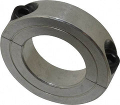 Climax Metal Products - 1-3/16" Bore, Aluminum, Two Piece Two Piece Split Shaft Collar - 2-1/16" Outside Diam, 1/2" Wide - Eagle Tool & Supply