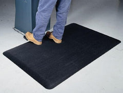 Wearwell - 60' Long x 2' Wide, Dry Environment, Anti-Fatigue Runner - Black with Yellow Borders, Vinyl with Vinyl Sponge Base, Beveled on 4 Sides - Eagle Tool & Supply